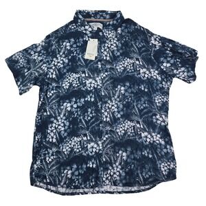 Margaritaville Tropical Floral Hawaiian Shirt Mens XXL Navy Cotton Aloha Beach